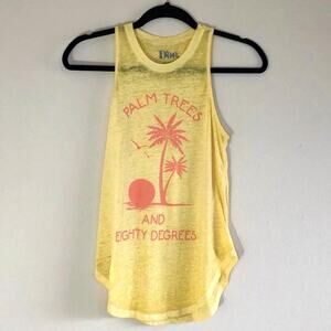 Doe Size XS Pastel Yellow Pink Sleeveless Flowy Tank Top Casual PJ Shirt Palms